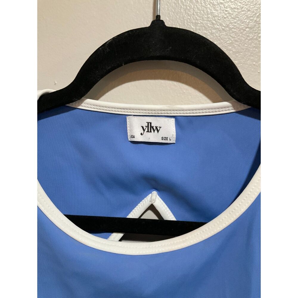 YLLW - YELLOW THE LABEL Colorblock Sports Bra Workout Top in Blue Size Large - Picture 3 of 8